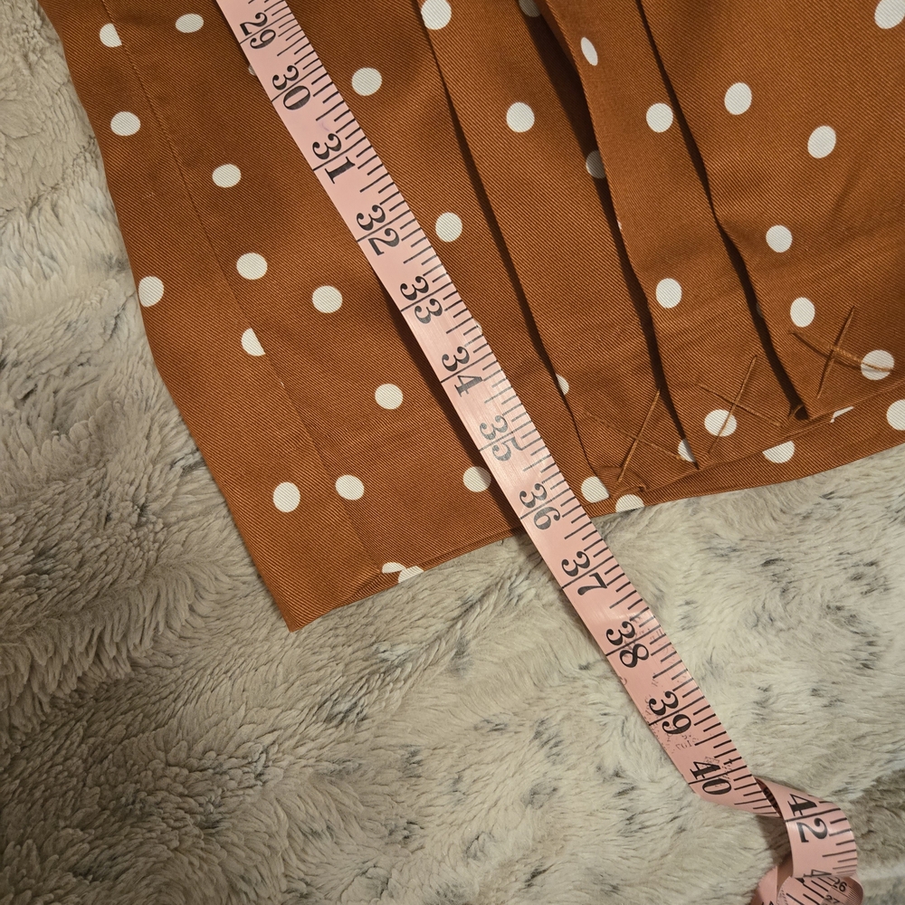 Anthropologie - Maeve Isobel Wide Leg Pleated Apollo Dot Pants - Rust/Brown - Picture 8 of 11